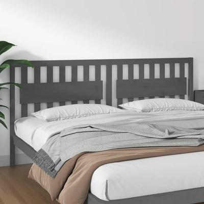 Vidaxl Bed Headboard, Grey, 205.5X4X100 Cm, Solid Pine Wood