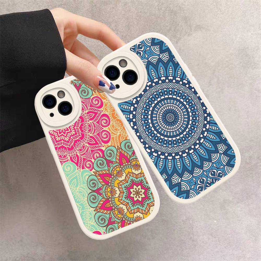 Mandala Painting Phone Case For iPhone 16 15 14 13 12 11 Pro Max Plus Leather Shockproof Cover
