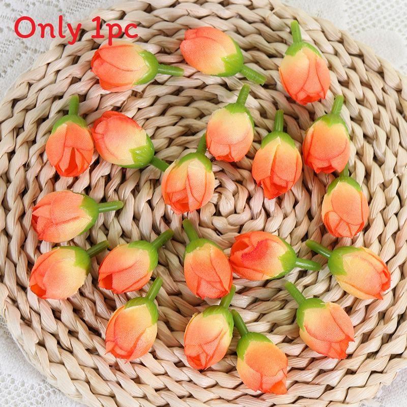 

Искусственные шелковые бутоны роз для DIY свадебных букетов, товары для домашнего декора, рукоделие Orange