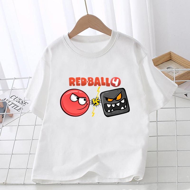 Red Ball Print Legrační dětské tričko 1-12 let Dívčí letní topy Chlapci Oblečení Kreslený Roztomilé dětské tričko s krátkým rukávem
