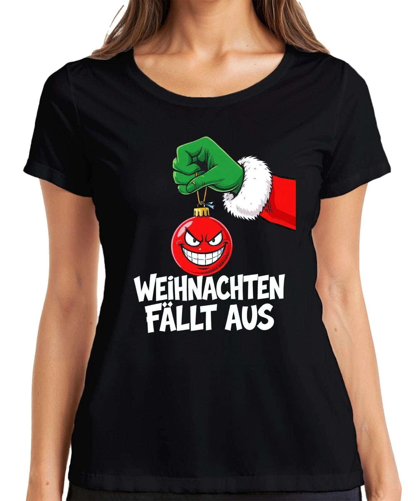 Weihnachten fällt aus böse Weihnachtskugel grüne Hand sarkastisch Damen T-Shirt XXXXL