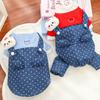 Pet Dog Cat Four-Legged Outfit Denim Style With Polka Dots Casual Jumpsuit Small Breeds Like Teddy Bichon