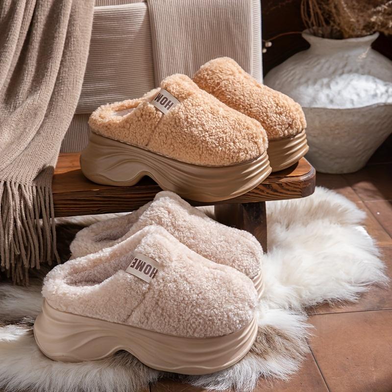 [Plush Winter Slippers]Women's & Men-like-like (Unisex-like) Plush Winter Slippers - Thick-Soled, Non-Slip Warm,Indoor House, Cozy & Soft Fabric