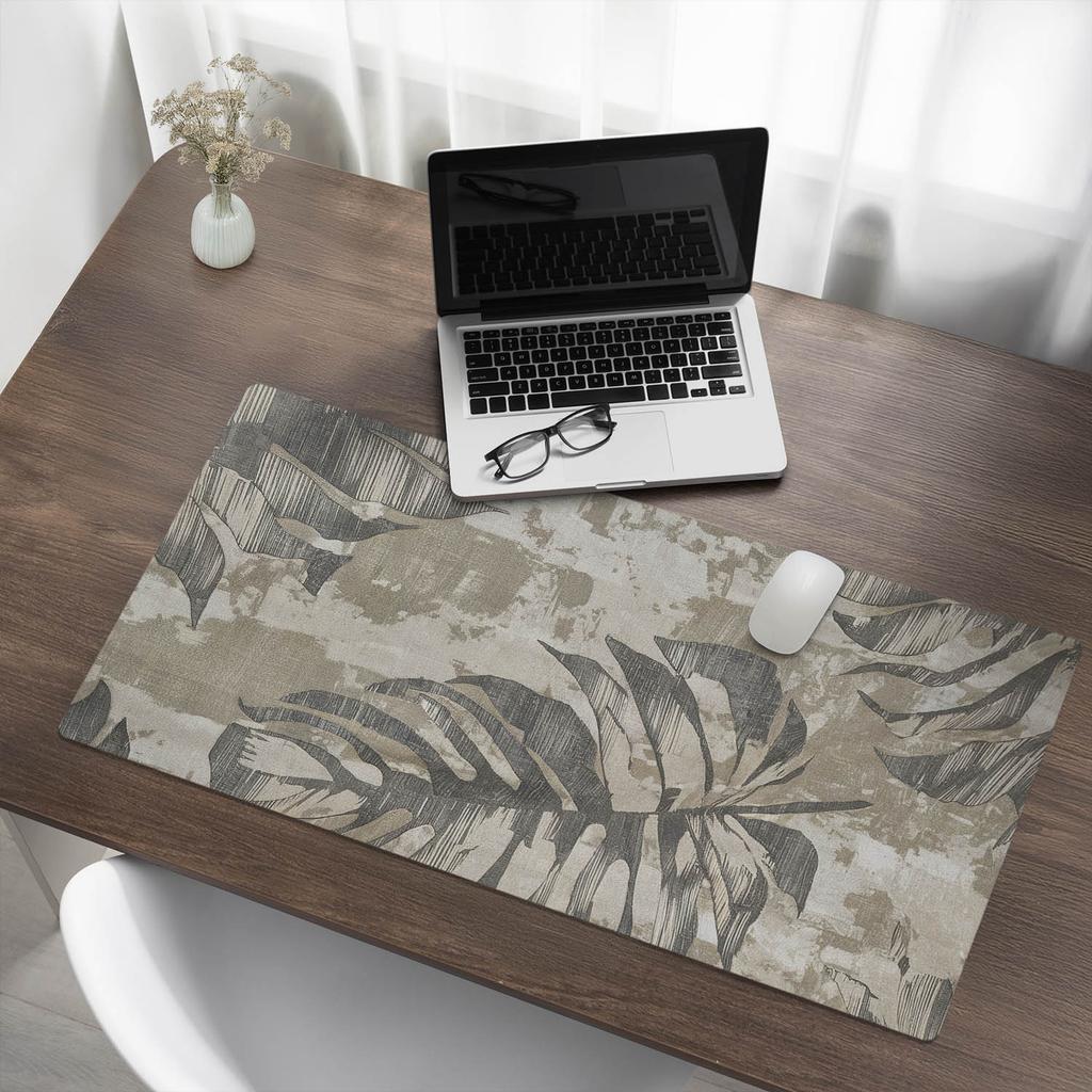 Modern Protective Mouse Pad Leaves On Abstract Background 100X50 Cm