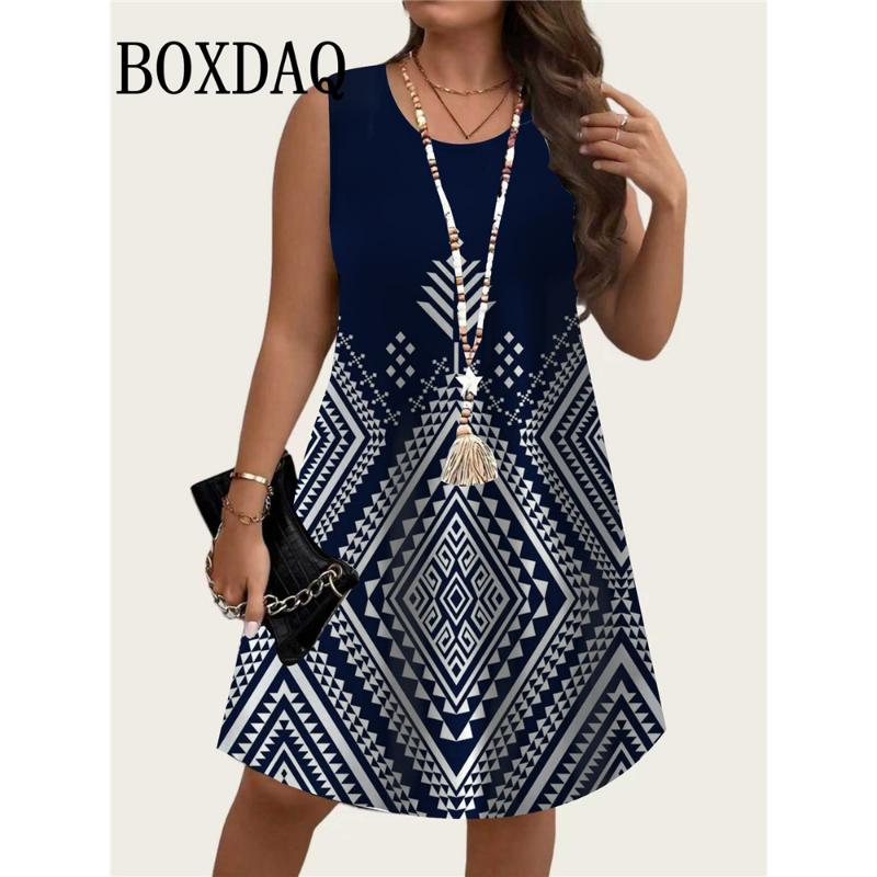 Tie Dye Purple Flowers 3D Printed Dresses For Summer 2026 Women Sundress Loose Sleeveless Dress Casual Retro Plus Size Dress 6XL