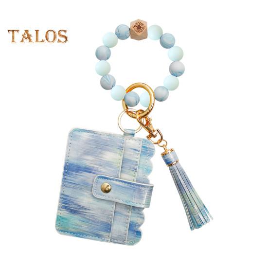 Наручний брелок із блокуванням радіочастотної ідентифікації Гаманець із 6 слотами для карток Гаманець Браслет із китицями з бісеру Брелок із штучної шкіри Браслет