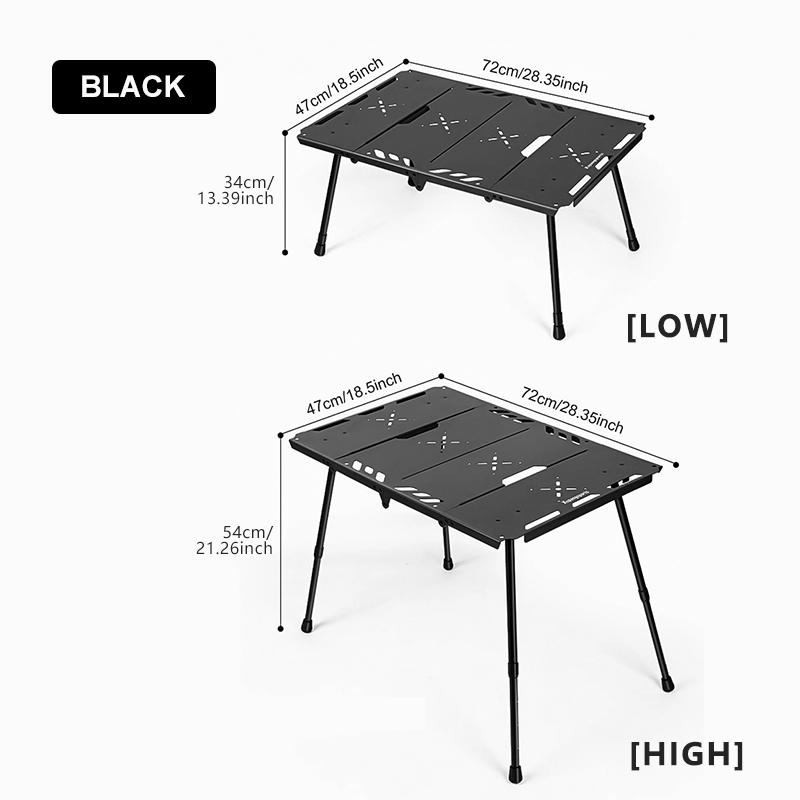 

Outdoor four-fold tactical table, camping table,portable height-adjustable table,picnic table,suitable for hiking and barbecuing