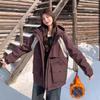 European hooded pie overcomes cotton jacket women's autumn and winter cotton padded waist thickened jacket contrasting color cotton coat