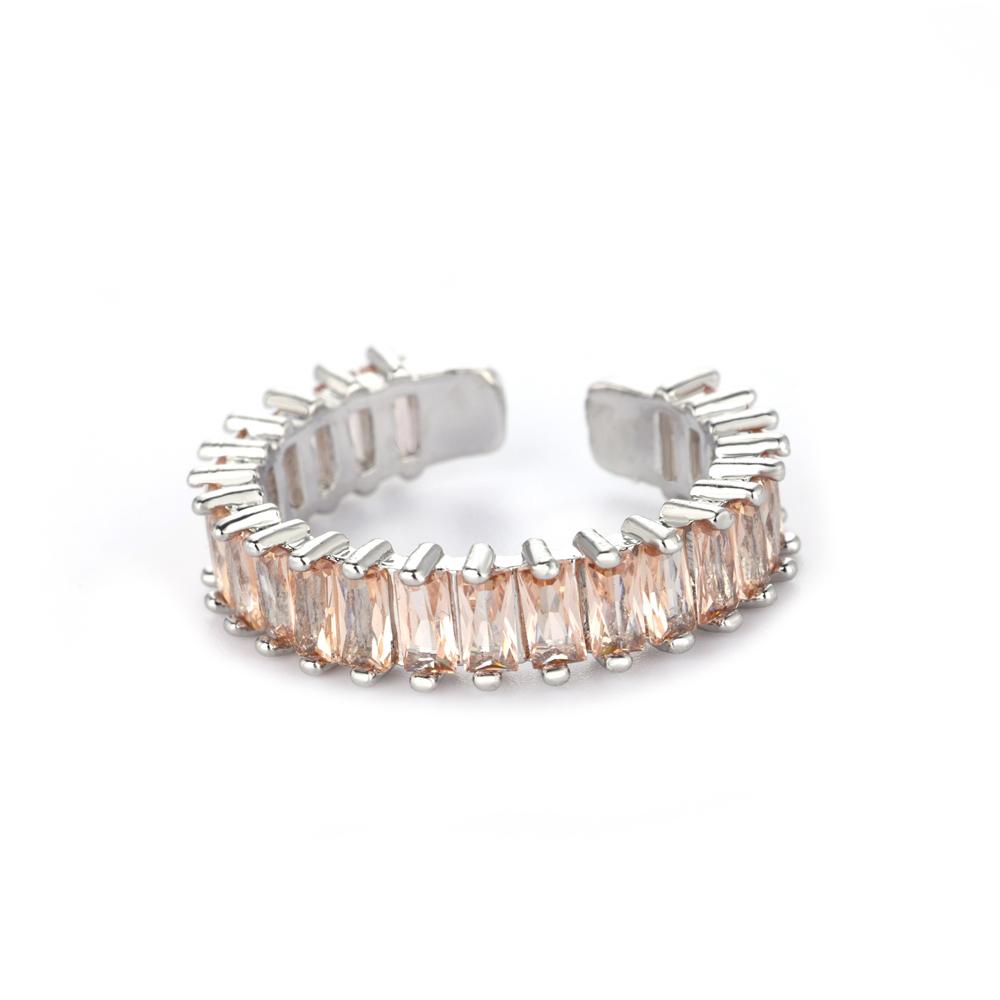 Y2K Colorful Zircon Stainless Steel Rings for Women Silver Color Open Finger Ring Wedding Jewelry Punk Hip Hop Accessories Gifts