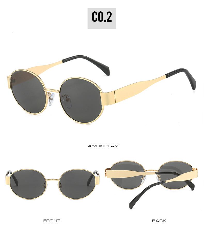 2024 Oval Metal Sunglasses: Trendy Small Round Lens for Men & Women