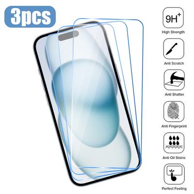 3PCS Schutzglas für iPhone 16 15 14 13 12 11 Pro Max Mini XS XR X Gehärtetes Glas für iPhone SE 2020 2022 6S 7 8 15 14 Plus