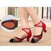 Sapatos de Dança Latina Femininos com Lantejoulas Biqueira Fechada Solado Macio Sapato Salsa Moderno Sapatos de Dança de Salão Tango Salto de 5,5cm