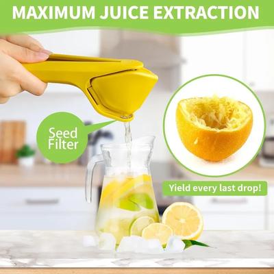 Max Juice Extraction Wyciskacz do cytryny i limonki Łatwy w użyciu płaski wyciskacz do cytryny z dźwignią Wyciskacz z wbudowanym sitkiem Żółty