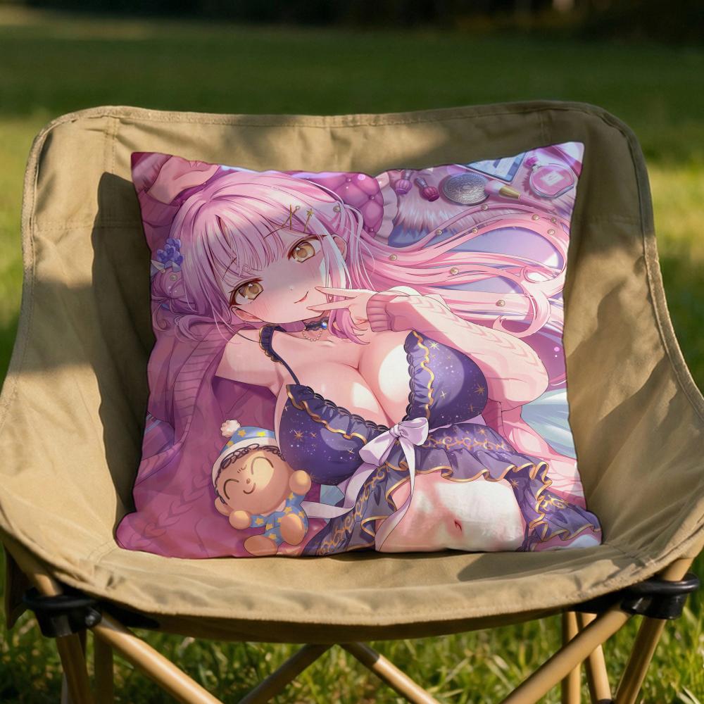 MMisono Mika Anime Cushion Cover Soft Reversible Durable Pillow Cover MultiScene Use for Home Car Daily Comfort