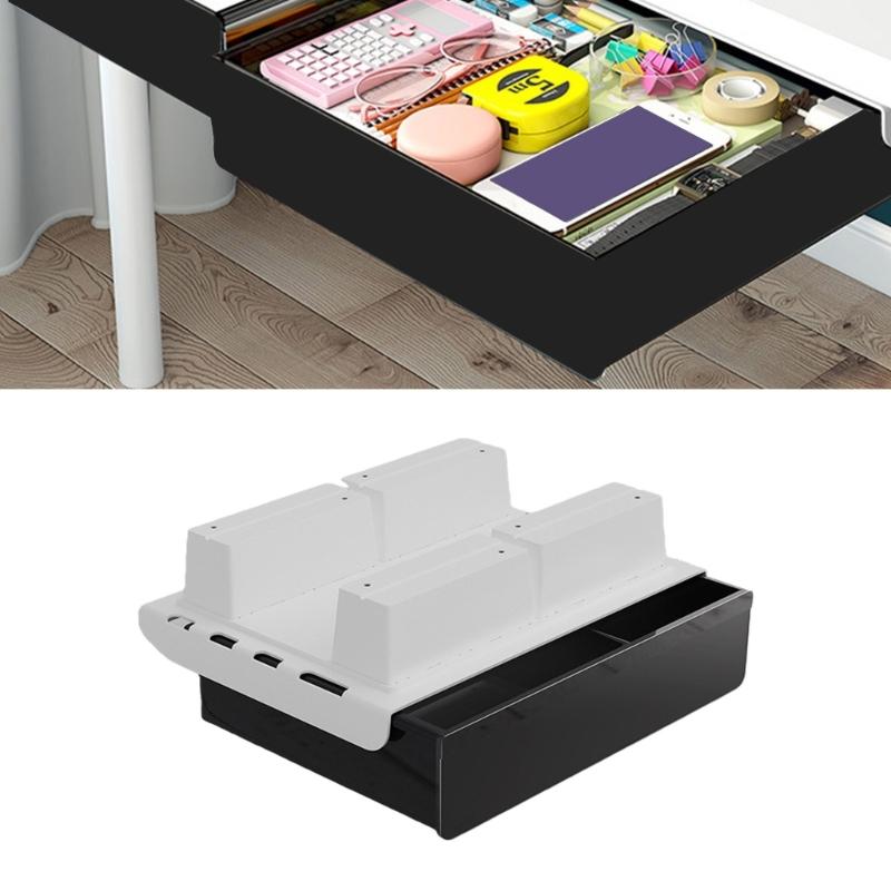 Space Saving Under Desk Storage Drawer Polypropylene Construction Workspaces Organizer Easy Installation Box