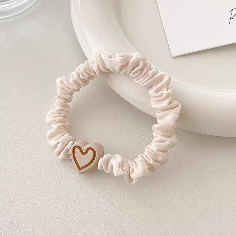 1/5Pcs Korean Heart Shaped Hair Ties Simple Elastic Soft Cotton Ponytail Holder Rubber Bands Scrunchie for Girls Hair Accessories