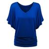 Large Size Top Women's Solid Loose Bat Sleeve V-neck Short Sleeve T-shirt