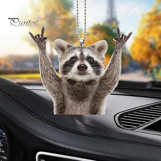 Висяча прикраса для автомобіля Єнот Ключ-кулон Сумка Шарм Реалістичний вигляд Чарівна тварина Дзеркало заднього виду Підвісний декор Аксесуари для салону автомобіля