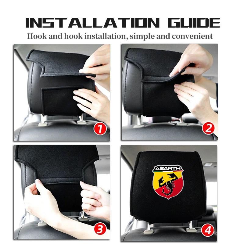 For Abarth Car Styling Headrest Cover Seat Head Neck Pillow Cushion Sleeve FIAT 500 FR Ducato Doblo Freemont Idea Stilo Panda