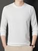 Men's Waffle Knit Long-Sleeve Hoodie - Solid Color Versatile Round Neck T-Shirt for Spring and Autumn