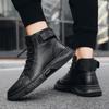 Ankle Boots Men Black PU Leather Shoes Autumn Winter Comfortable Platform Casual Shoes High-top  Fashion Leahter Boots Man