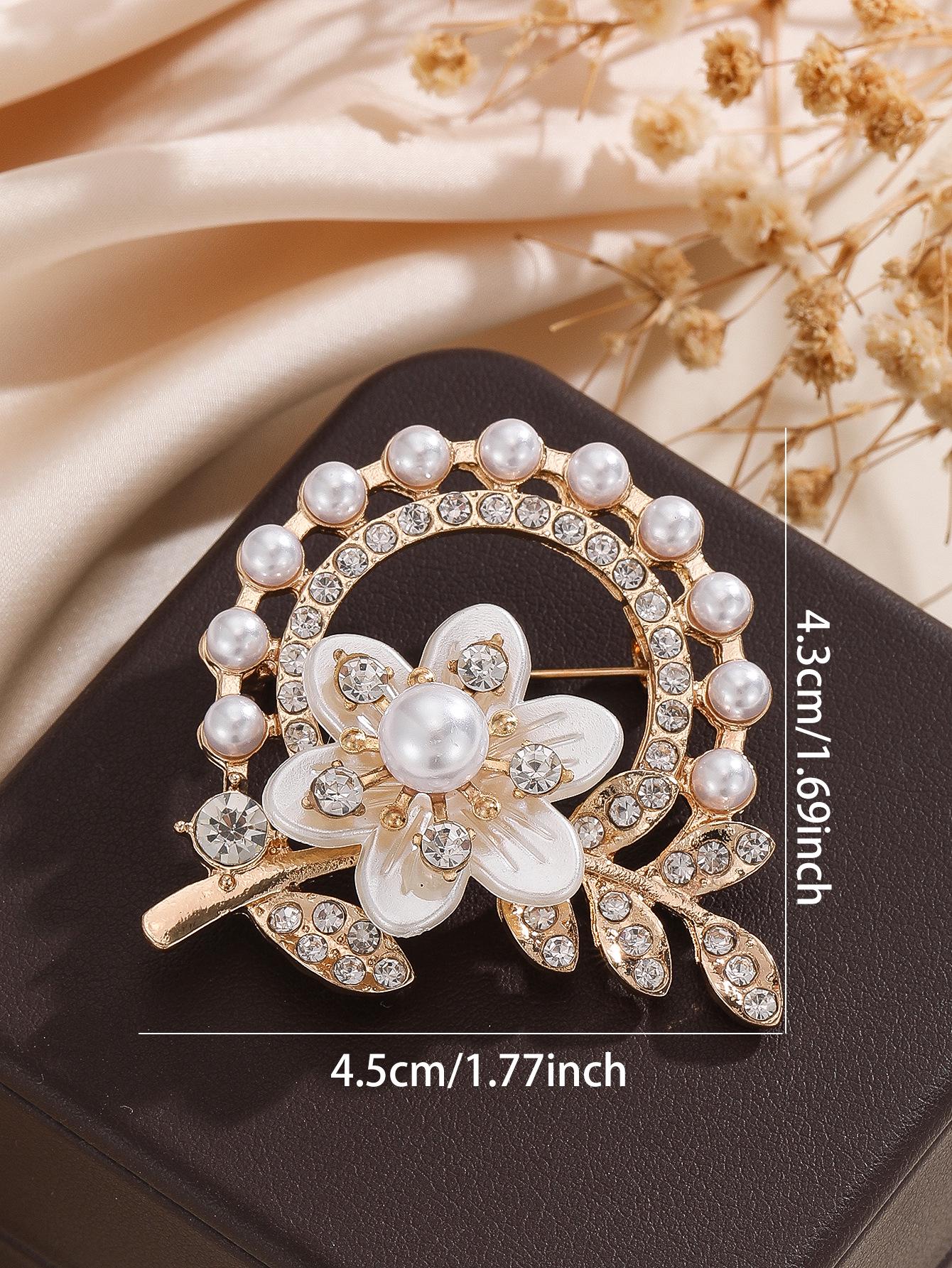 Элегантная трехмерная брошь-цветок со стразами и жемчугом - Высококачественный модный аксессуар-корсаж золотой