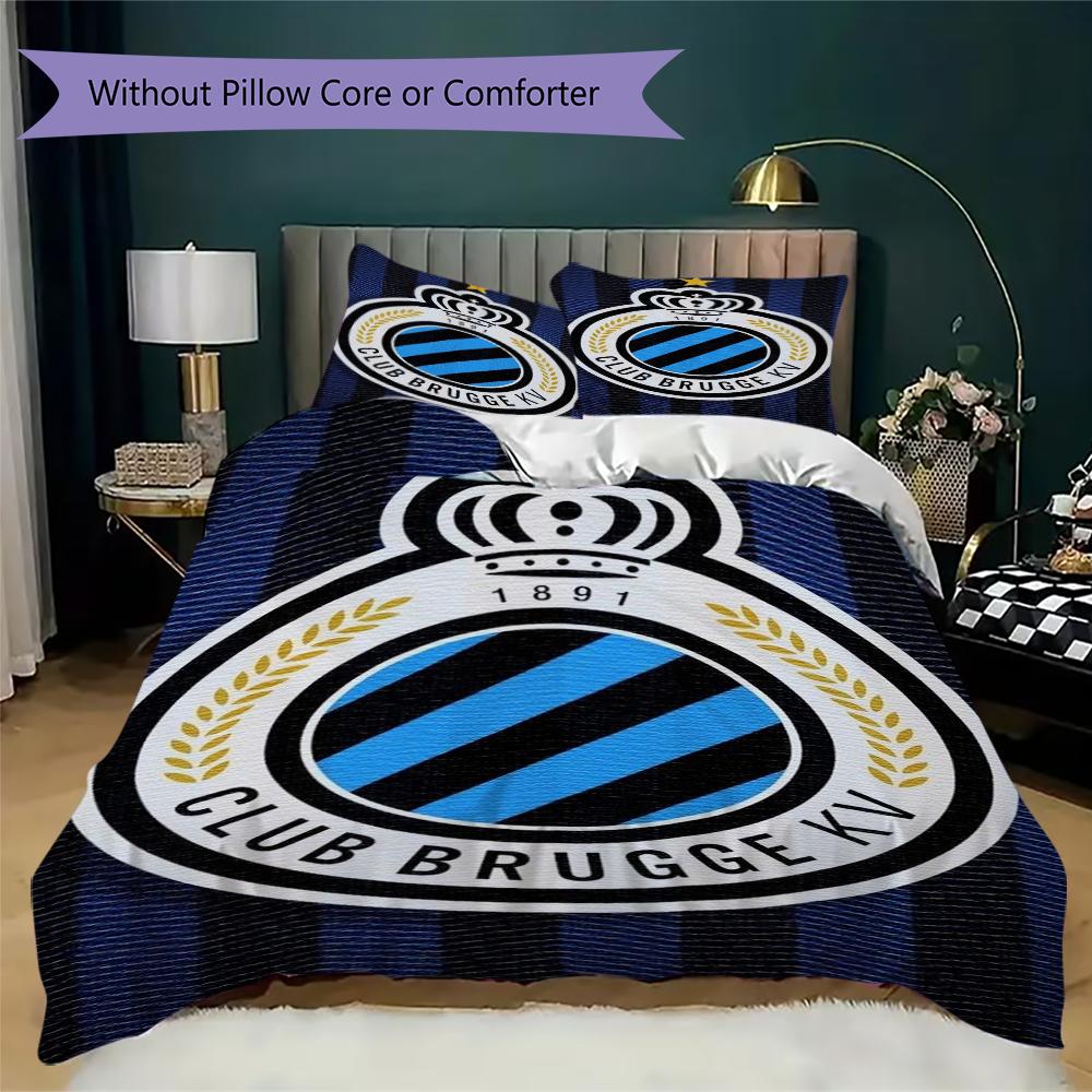 Club Brugge K V Pattern Bedding Uilt Set Uilt Cover Pillowcase Home Decoration Birthday Gift (1 * Duvet Cover + 2 * Pillowcase Without Core)