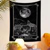 The Moon Tarot Card XVIII Tapestry Wall Hanging, Mystical Moon Card Art, Bohemian Wall Decor for Bedroom Living Room