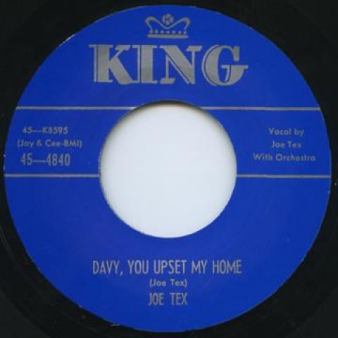 

7inch Record JOE TEX - Davy, You Upset My Home / Pneumonia KING4840 King 2014 UK Blues