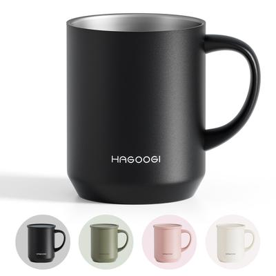 HAGOOGI Mug with Keeps Hot or 360ml Vacuum Ceramic Double Simple and Perfect for Home or Stainless Steel Coffee Respect for the Aged Day Black Lid,