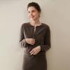 Leka Sha 100% Cashmere Women's Round Neck Single-Breasted Cardigan Jacket