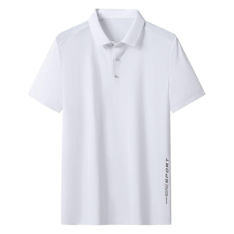 Middle-aged Men's Summer Nylon Thin Business Men's Casual Loose Short-sleeved T-shirt Lapel Polo Shirt