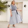 Plus Size Women Summer Striped Short Sleeve Tie Shirt Dress XL 2XL 3XL 4XL