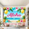 2D Luau Party Background, "Aloha" Tropical Beach & Hibiscus 2D Decor