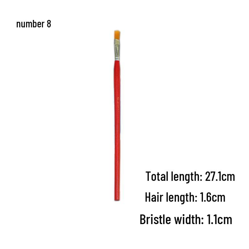 Red Handle Nylon Bristle Brush for Oil, Watercolor, and Acrylic Painting