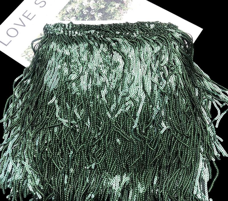 1-5 Yard 17cm GlitterLaser Paljett Frans Tofs Spetskant Latin Dans Bröllopsklänningar Kläder DIY Hantverk Kant Tofs Flecos