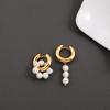 Fashion Natural Freshwater Pearls Pendant Earringd for Women Girl Gold Plated Stainless Steel Round Hoops Earring Charm Jewelry
