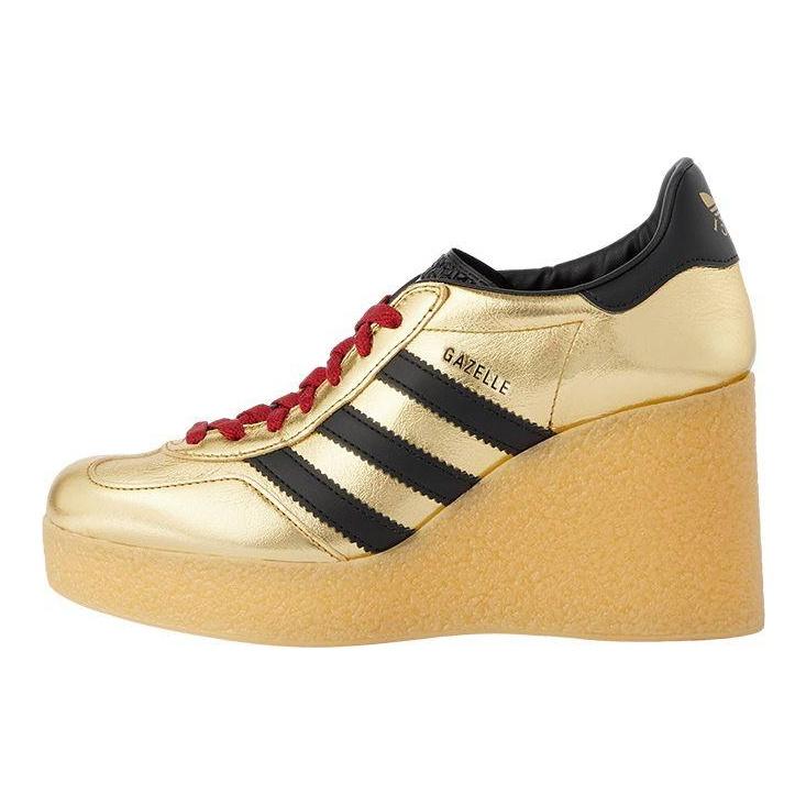 adidas Originální Gazelle Kožené Módní Šněrovací Klínové Platformové Boty Dámské Boty Zlatá 725628 AAA2M 8043