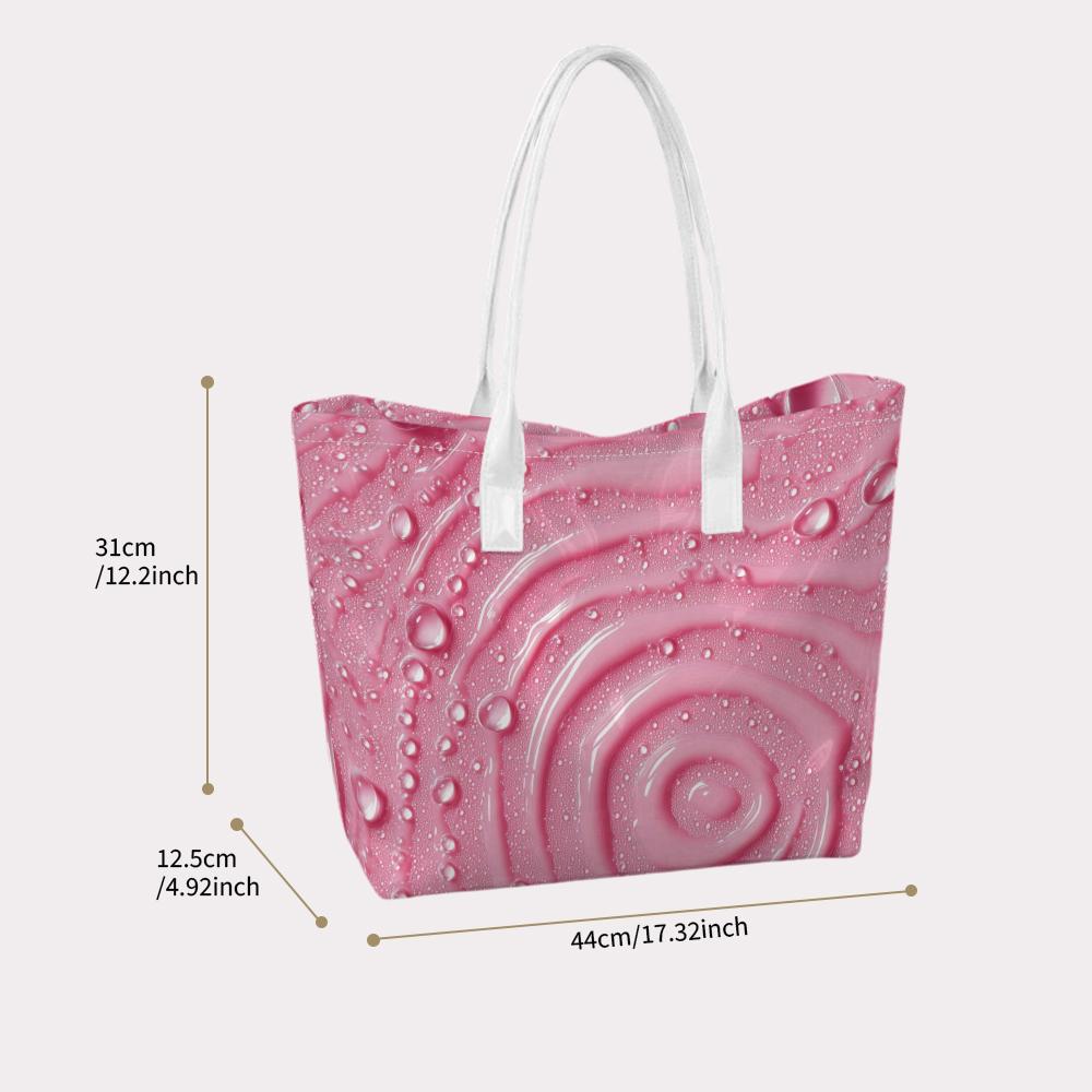 Pink Water Ripple Printed Tote Bag Fashion Casual Daily Portable Handbag for Women Shopping Travel Use