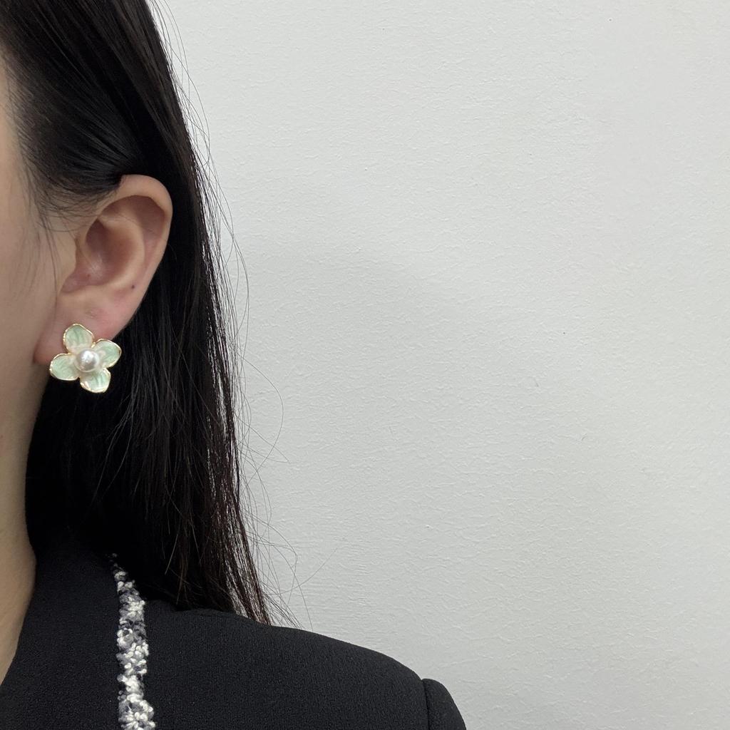 Blue And Pink Flower Earrings, Unique Design, Trendy Stud Earrings, High-End French Light Luxury Earrings, Earrings, Pendants For Women