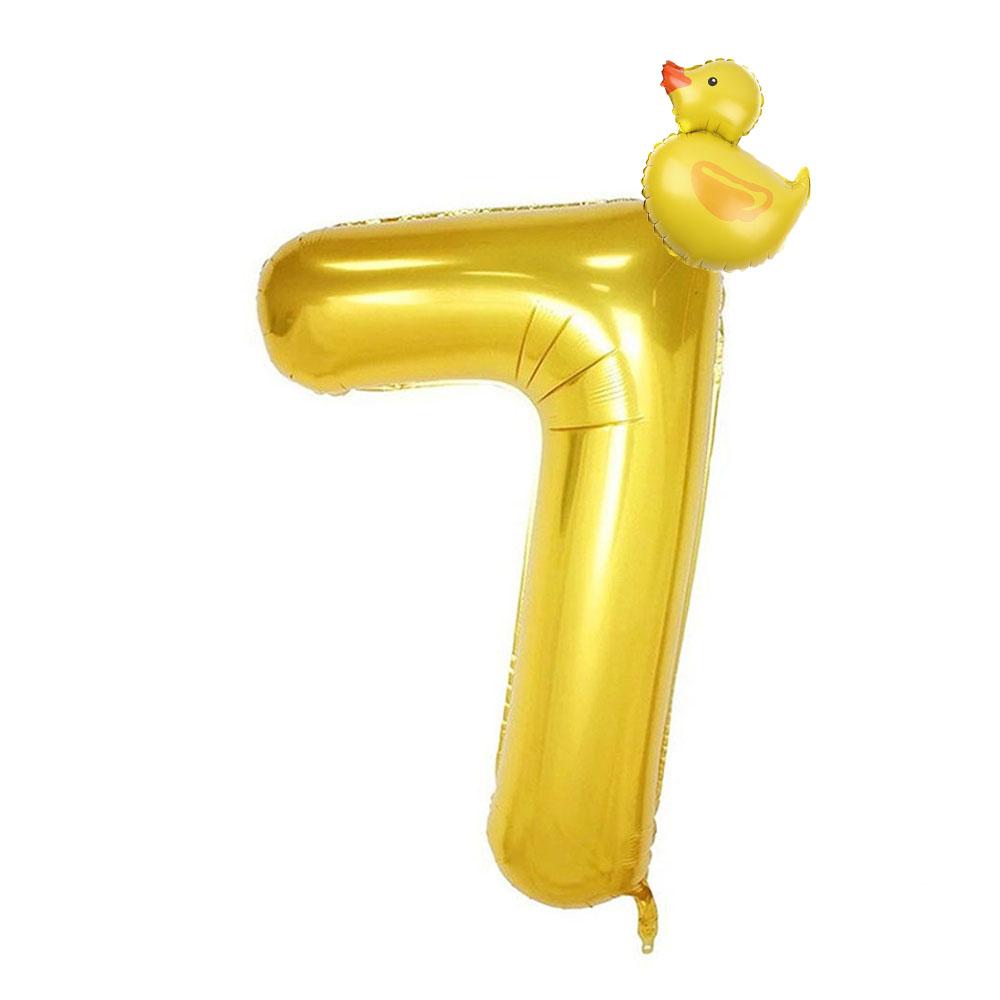 2Pcs Mini Duck Shape Foil Balloons Set Golden 40inch Number Balloon 0-9 Kids Birthday Party Deco Baby Shower Air Globos Gifts
