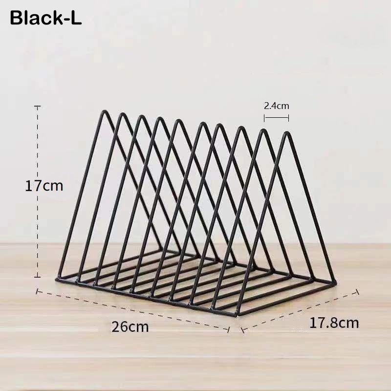Book Storage Rack Desktop Iron Bookshelf Vinyl Records Holder Newspaper Magazines Stand Stationary Organizer Display Shelf Home