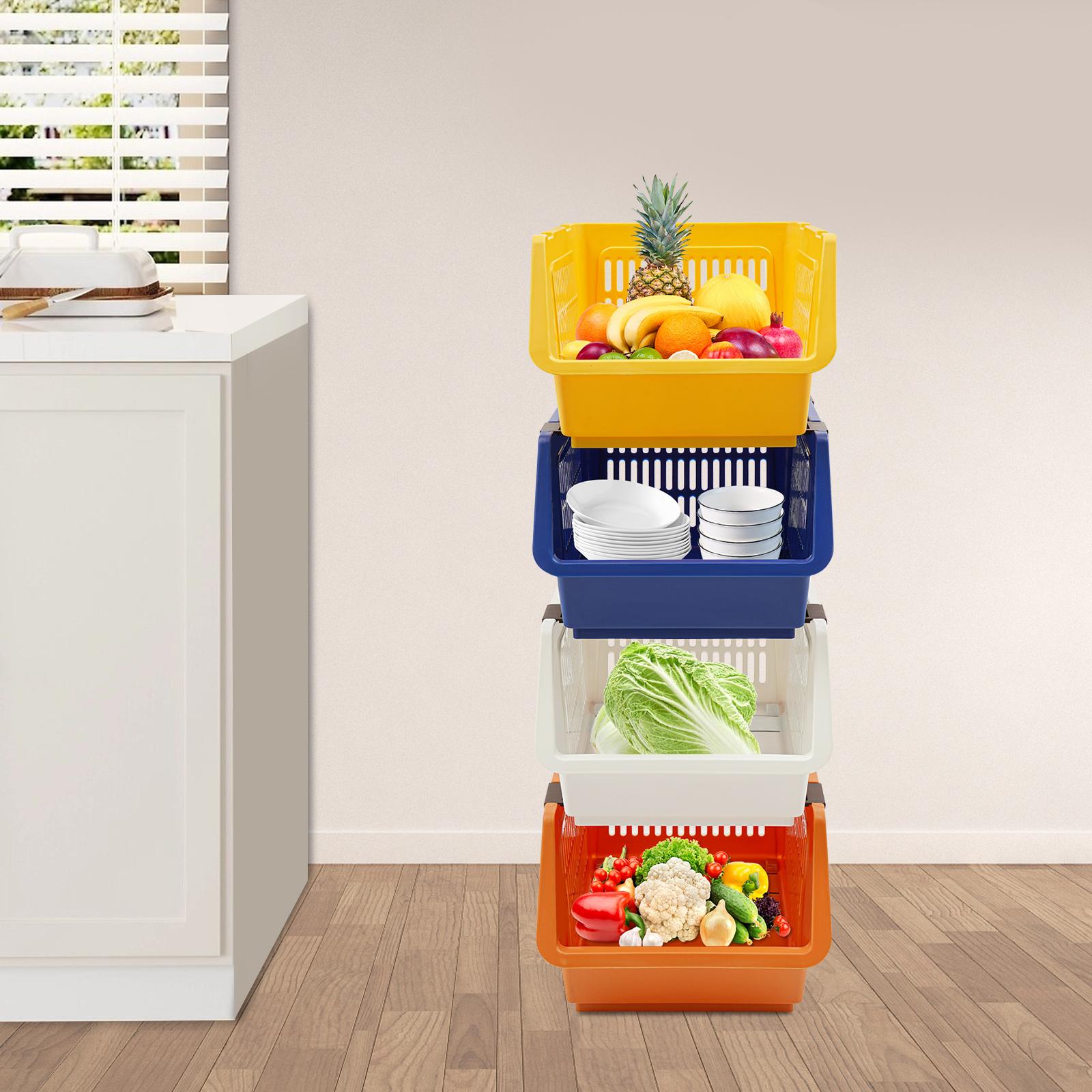 

Stackable Storage Baskets 4-Pack, Large Modular Organizer Bins, Versatile Rectangular Storage Containers, Modern Home Organizer різнокольорові кольору