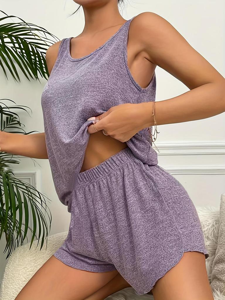 Women's Summer Casual Home Wear Vest and Shorts Set - Two-piece