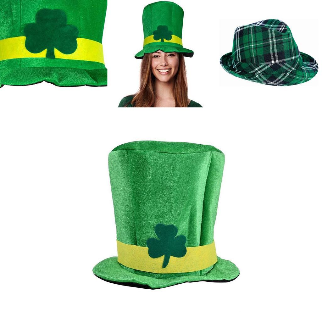 St. Patrick's Day Irish Leprechaun Shamrock Velvet Hat Adult Fancy Dress Accessory
