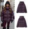 Womens Winter Puffer Coat With Detachable Hood Loose Fit 3D Printed Warm Thick Cotton-Padded Jacket
