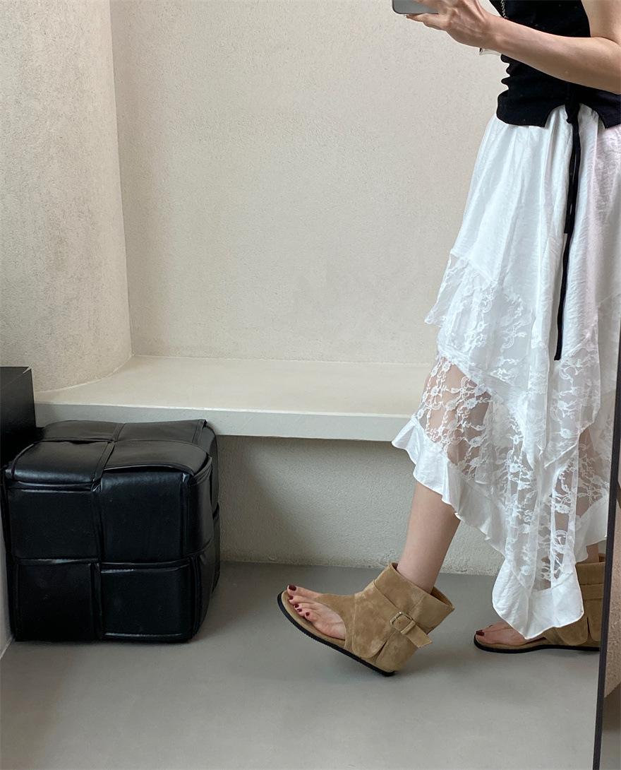 

Cowboy boots sandals summer toe cool boots 2025 new temperament flat herringbone cool boots beautiful women 40 хаки