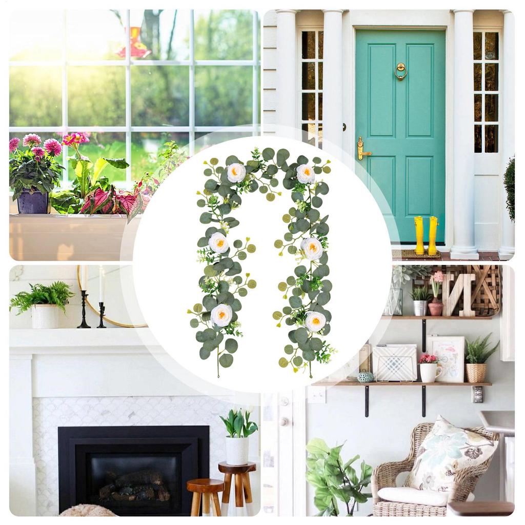 Eucalyptus Garland With Flowers For Table Wedding Wreath 6FT Artificial Eucalyptus Garland Floral Greenery Garland For Table