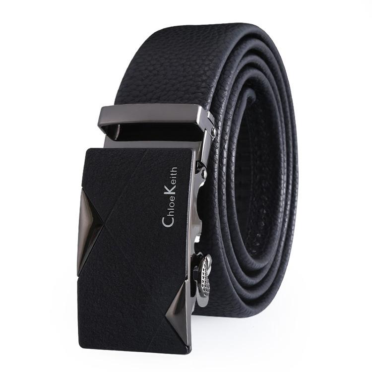 Men'S Automatic Buckle Alloy Belt Business Gift Box Set Two-Layer Leather Belt