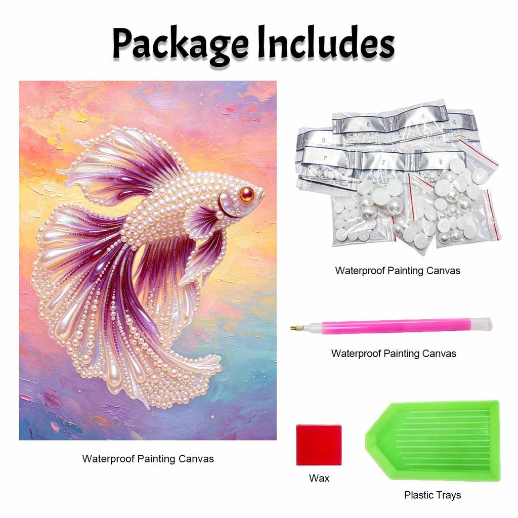 Animal series pearl painting Betta fish diy handmade 5D highvalue hanging living room decoration painting